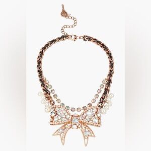 Betsey Johnson "Critter Boost Crystal Gem Bow Necklace, 19" NWT